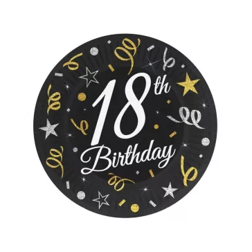 Happy Birthday 18 B&C papírtányér 6 db-os 18 cm