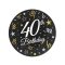 Happy Birthday 40 B&C papírtányér 6 db-os 18 cm