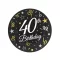 Happy Birthday 40 B&C papírtányér 6 db-os 18 cm