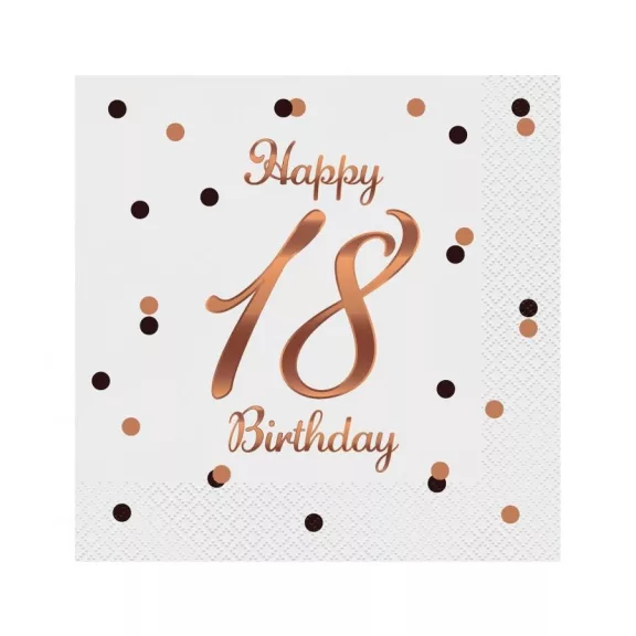 Happy Birthday 18 B&C White szalvéta 20 db-os 33x33 cm Happy Birthday 18 B&C White szalvéta 20 db-os 33x33 cm