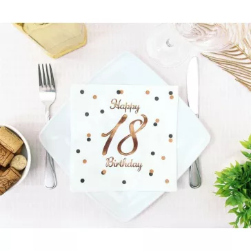 Happy Birthday 18 B&C White szalvéta 20 db-os 33x33 cm