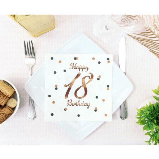 Happy Birthday 18 B&C White szalvéta 20 db-os 33x33 cm