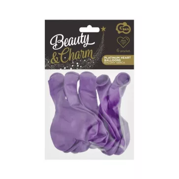   Szív Platinum Light Purple léggömb, lufi 6 db-os 12 inch (30 cm)