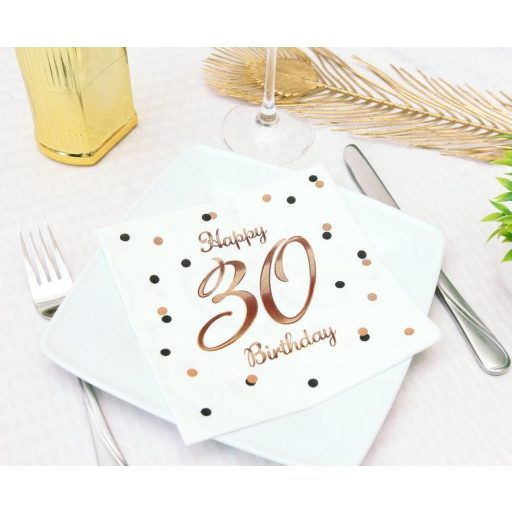 Happy Birthday 30 B&C White szalvéta 20 db-os 33x33 cm