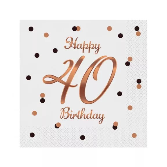 Happy Birthday 40 B&C White szalvéta 20 db-os 33x33 cm Happy Birthday 40 B&C White szalvéta 20 db-os 33x33 cm