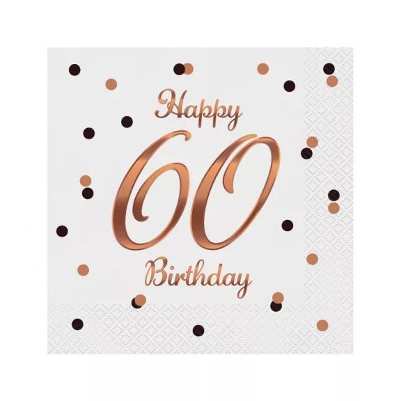 Happy Birthday 60 B&C White szalvéta 20 db-os 33x33 cm Happy Birthday 60 B&C White szalvéta 20 db-os 33x33 cm