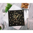 Happy Birthday 30 B&C Black-Gold szalvéta 20 db-os 33x33 cm