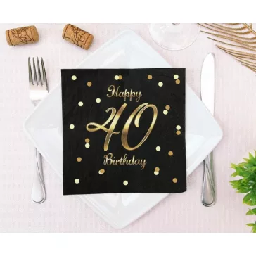 Happy Birthday 40 B&C Gold szalvéta 20 db-os 33x33 cm