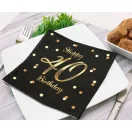 Happy Birthday 40 B&C Gold szalvéta 20 db-os 33x33 cm