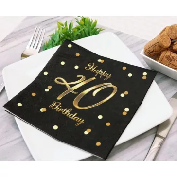 Happy Birthday 40 B&C Gold szalvéta 20 db-os 33x33 cm