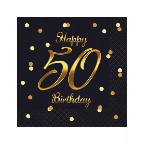 Happy Birthday 50 B&C Gold szalvéta 20 db-os 33x33 cm Happy Birthday 50 B&C Gold szalvéta 20 db-os 33x33 cm