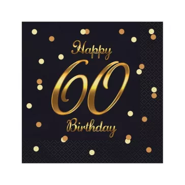Happy Birthday 60 B&C Gold szalvéta 20 db-os 33x33 cm