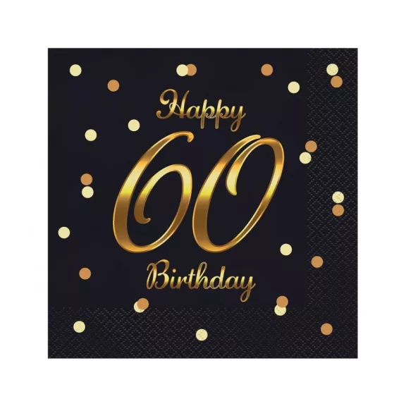 Happy Birthday 60 B&C Gold szalvéta 20 db-os 33x33 cm Happy Birthday 60 B&C Gold szalvéta 20 db-os 33x33 cm
