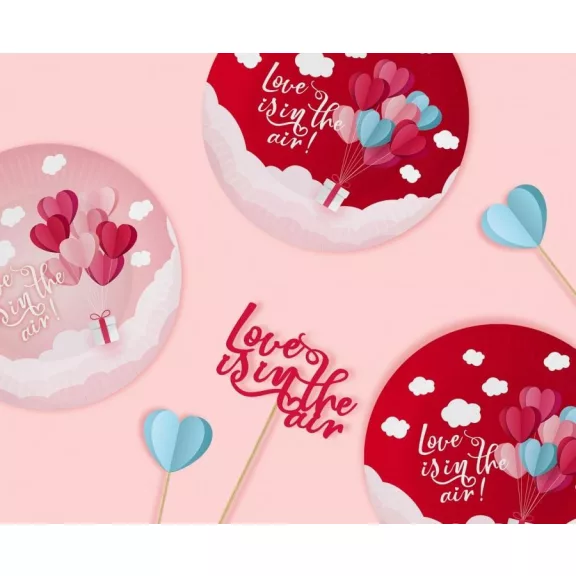 Szerelem Love Is In The Air Red papírtányér 6 db-os 18 cm