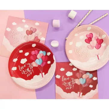   Szerelem Love Is In The Air Pink papírtányér 6 db-os 18 cm
