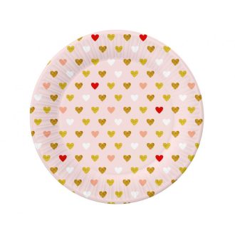 Szerelem XOXO Pink papírtányér 6 db-os 18 cm