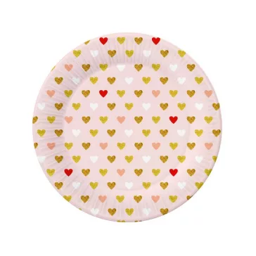 Szerelem XOXO Pink papírtányér 6 db-os 18 cm