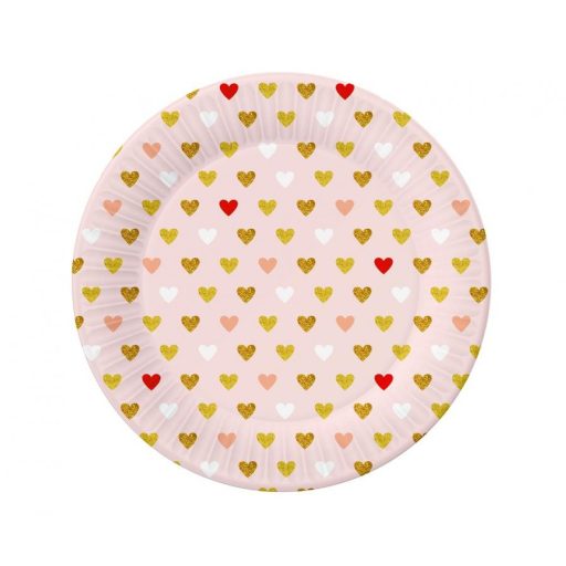 Szerelem XOXO Pink papírtányér 6 db-os 18 cm