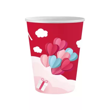 Szerelem Love Is In The Air Red papír pohár 6 db-os 250 ml