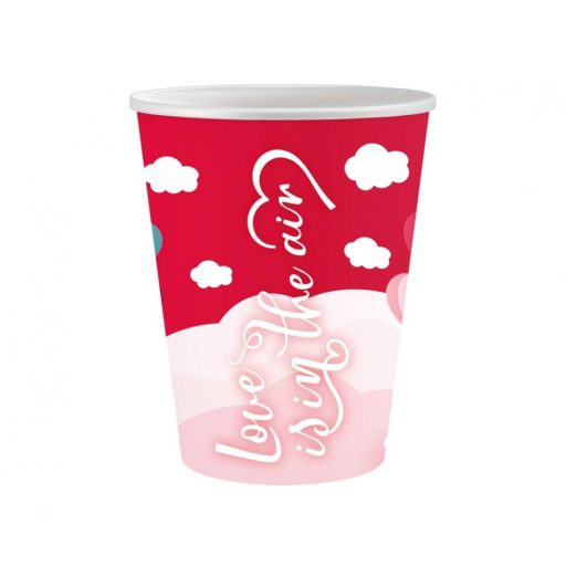 Szerelem Love Is In The Air Red papír pohár 6 db-os 250 ml