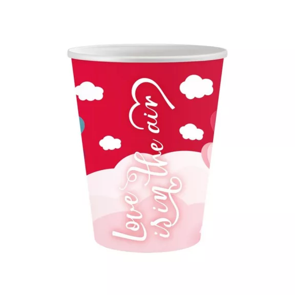 Szerelem Love Is In The Air Red papír pohár 6 db-os 250 ml