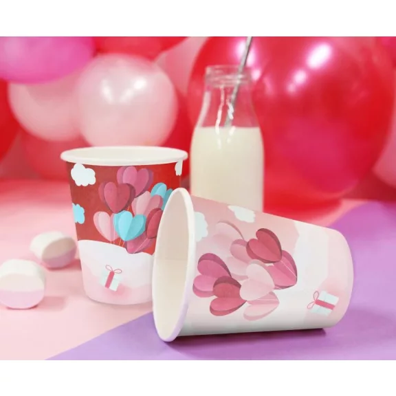 Szerelem Love Is In The Air Red papír pohár 6 db-os 250 ml