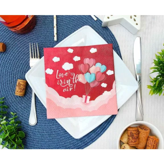 Szerelem Love Is In The Air Red szalvéta 20 db-os 33x33 cm