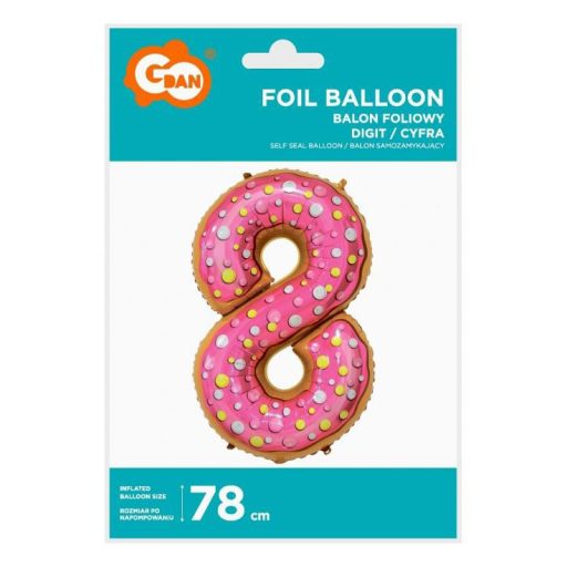 Süti mintás 8-as Cookie szám fólia lufi 78 cm