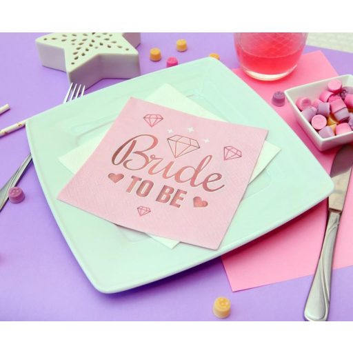 Lánybúcsú Bride To Be Pink szalvéta 20 db-os 33x33 cm