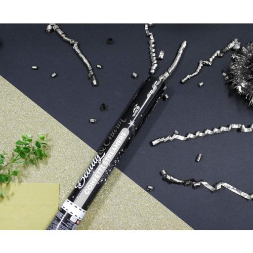 Ezüst Streamers konfetti kilövő 40 cm