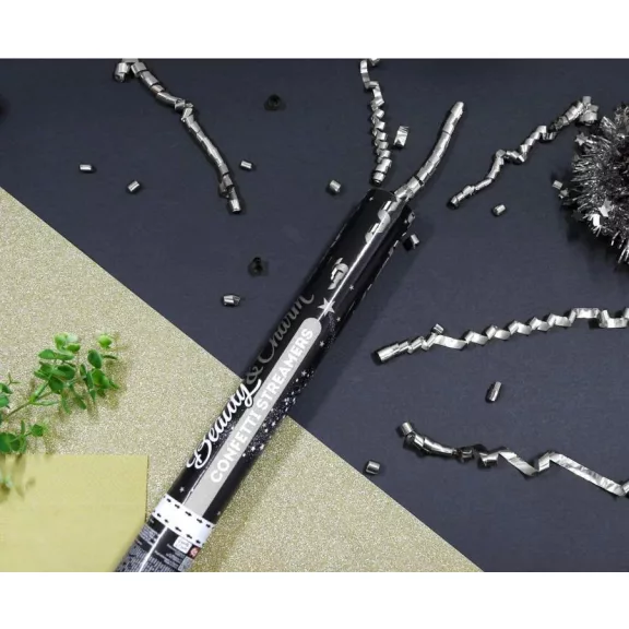 Ezüst Streamers konfetti kilövő 40 cm