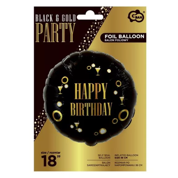 Happy Birthday B&C Gold party fólia lufi 36 cm