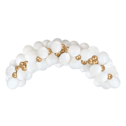 Fehér White-Gold léggömb, lufi girland 70 db-os szett