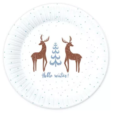 Karácsonyi Hello Winter White papírtányér 6 db-os 18 cm