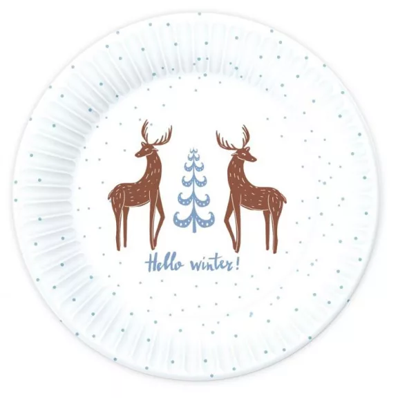 Karácsonyi Hello Winter White papírtányér 6 db-os 18 cm Karácsonyi Hello Winter White papírtányér 6 db-os 18 cm