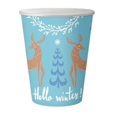 Karácsonyi Hello Winter Blue papír pohár 6 db-os 250 ml
