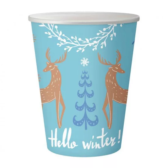 Karácsonyi Hello Winter Blue papír pohár 6 db-os 250 ml Karácsonyi Hello Winter Blue papír pohár 6 db-os 250 ml