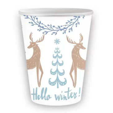 Karácsonyi Hello Winter White papír pohár 6 db-os 250 ml