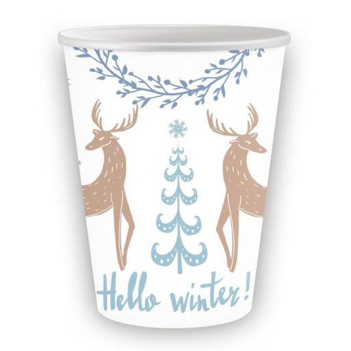 Karácsonyi Hello Winter White papír pohár 6 db-os 250 ml