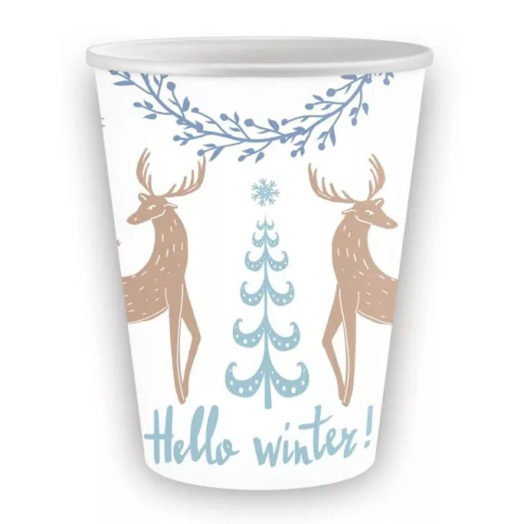 Karácsonyi Hello Winter White papír pohár 6 db-os 250 ml Karácsonyi Hello Winter White papír pohár 6 db-os 250 ml