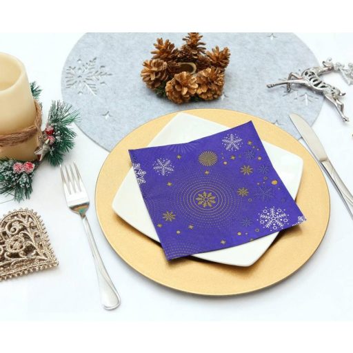 Karácsonyi Navy Blue Snowflakes szalvéta 20 db-os 33x33 cm
