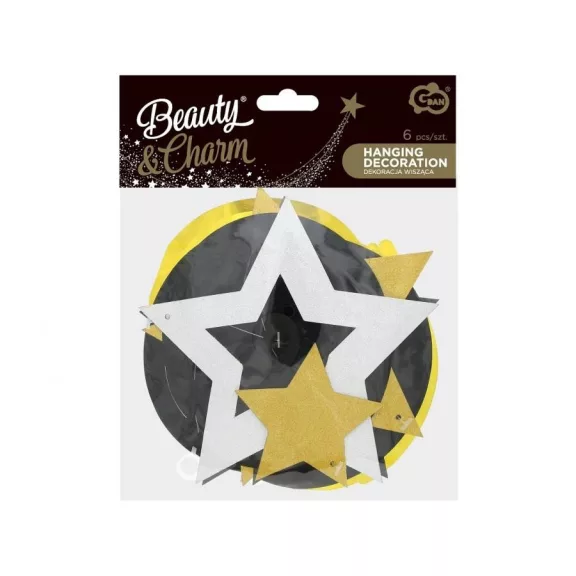 Csillag Glitter Stars szalag dekoráció 6 db-os szett