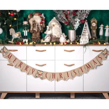 Merry Christmas Brown Bow felirat 250 cm