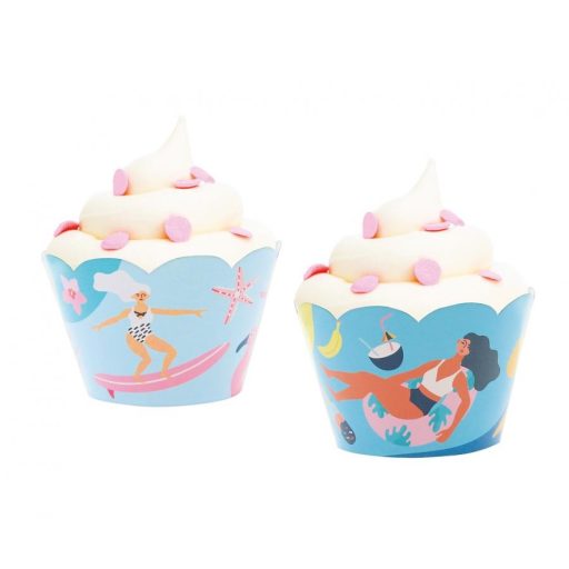 Nyár Surfing muffin dísz 6 db-os
