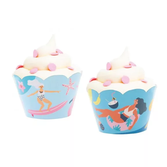 Nyár Surfing muffin dísz 6 db-os