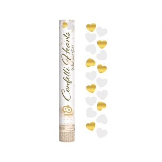 Szív Gold White Hearts konfetti kilövő 40 cm