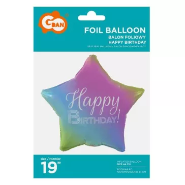   Szivárvány Happy Birthday Rainbow csillag fólia lufi 44 cm