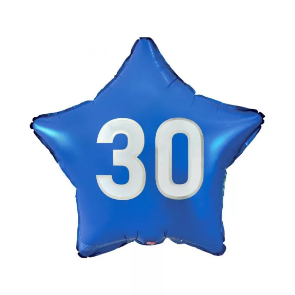 Kék Happy Birthday 30 Blue csillag fólia lufi 44 cm Kék Happy Birthday 30 Blue csillag fólia lufi 44 cm