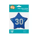 Kék Happy Birthday 30 Blue csillag fólia lufi 44 cm Kék Happy Birthday 30 Blue csillag fólia lufi 44 cm
