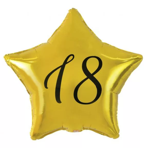 Arany Happy Birthday 18 Gold csillag fólia lufi 48 cm Arany Happy Birthday 18 Gold csillag fólia lufi 48 cm